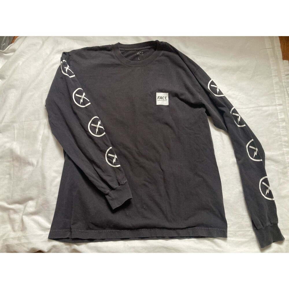 Vintage “Fact” Made To destroy long sleeve t shirt skateboard black Japan Large